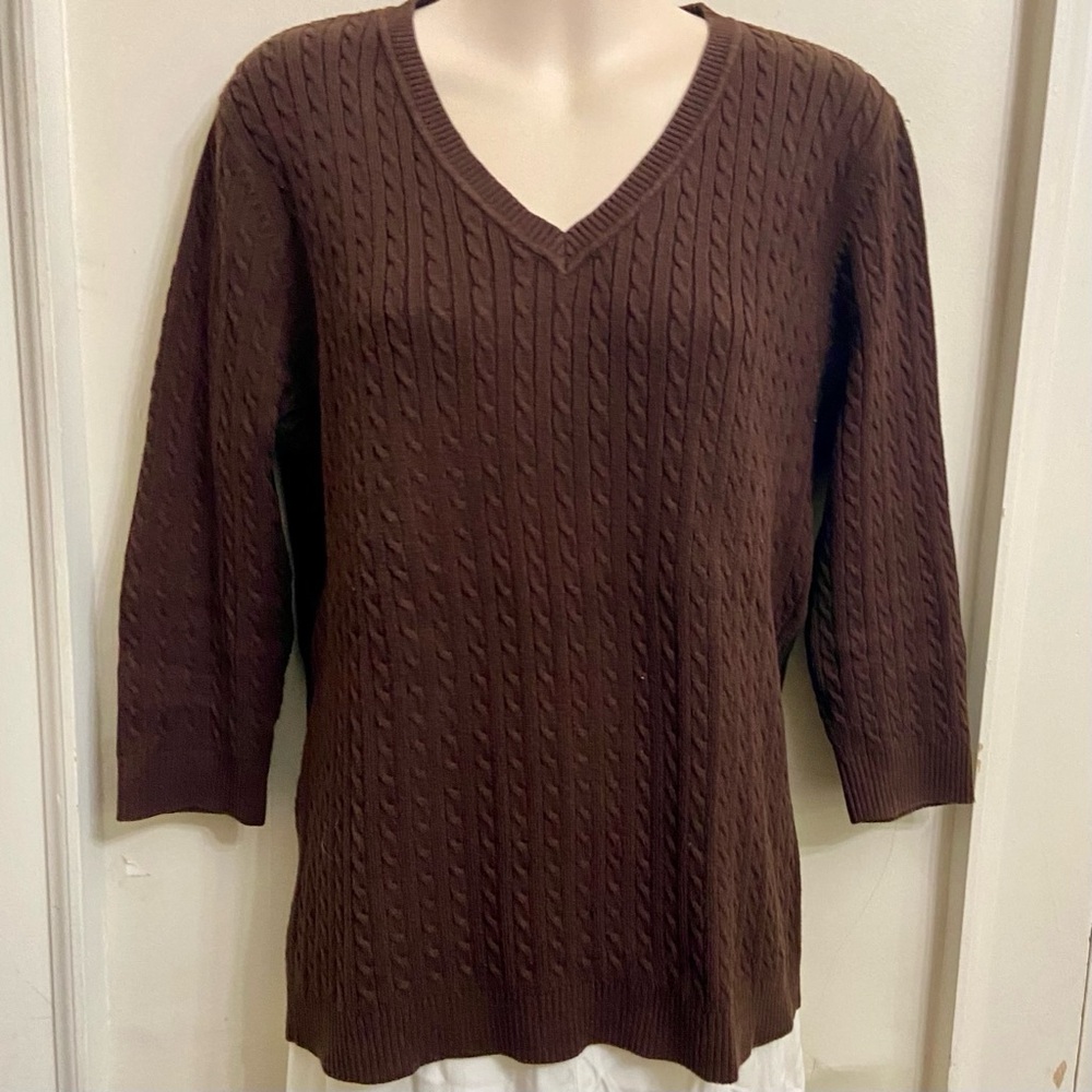 525 America Brown Knitted Pullover Blouse (L)